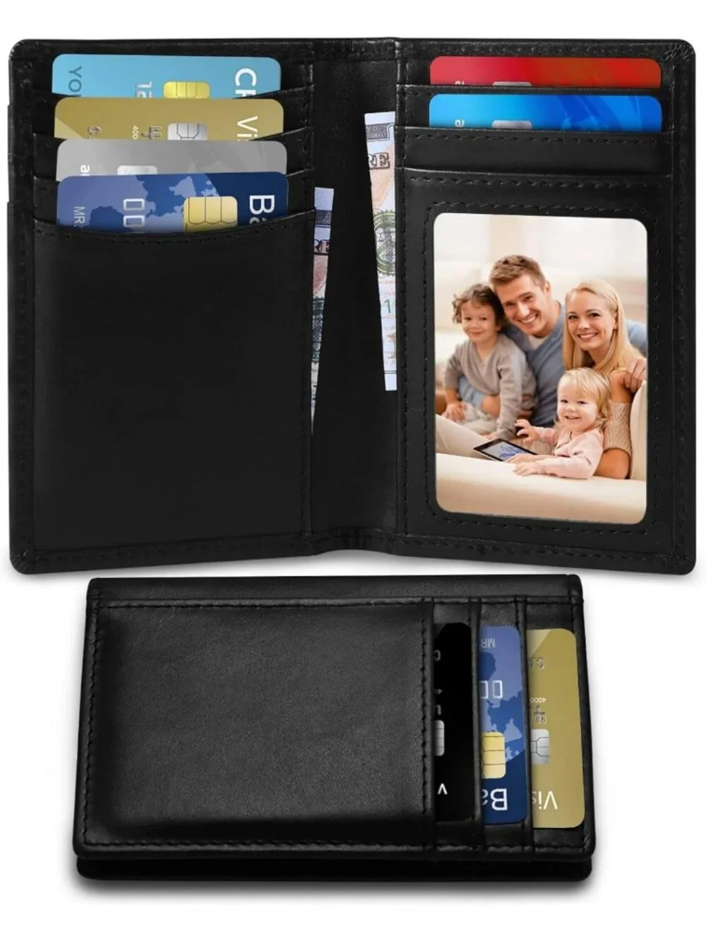 Slim Minimalist Leather Wallet for Men | Small Bifold Card Case & Credit Holder